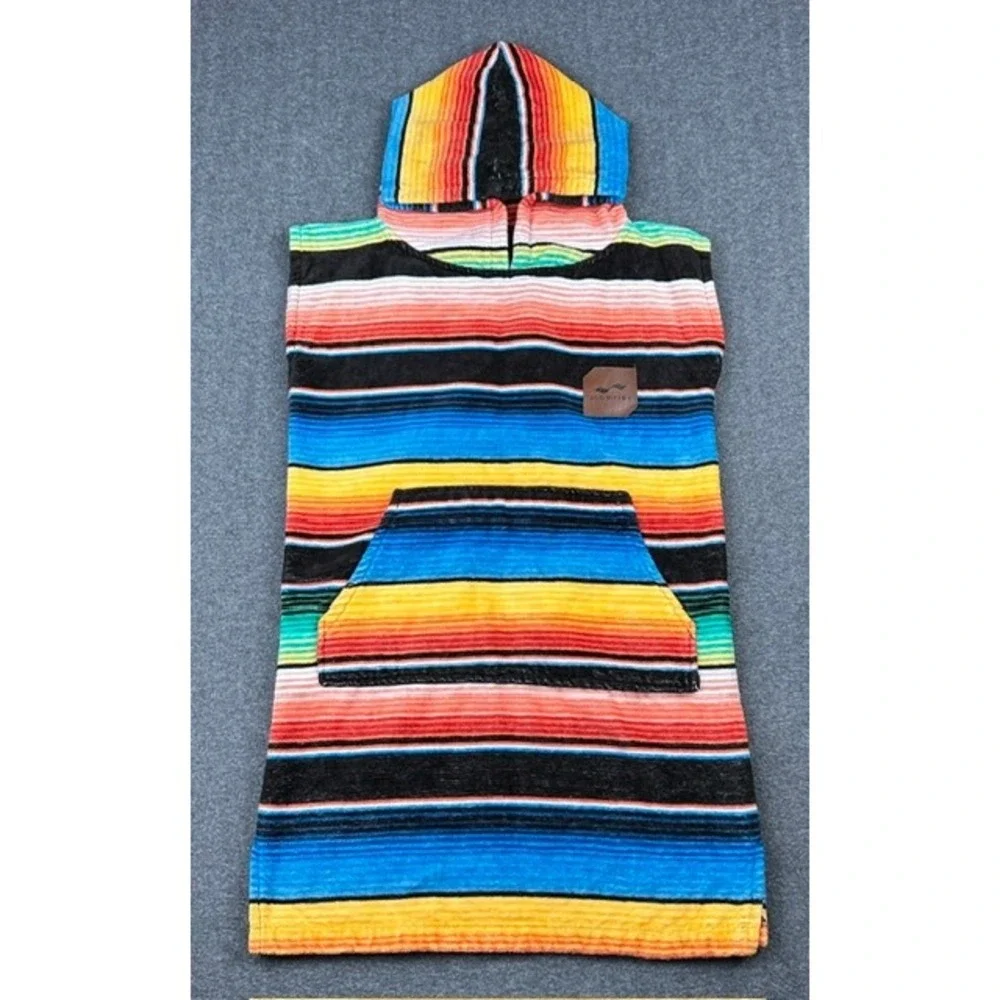 Slowtide Kids Hooded Changing Poncho Towel Serape Stripe Multicolor Cotton Terry